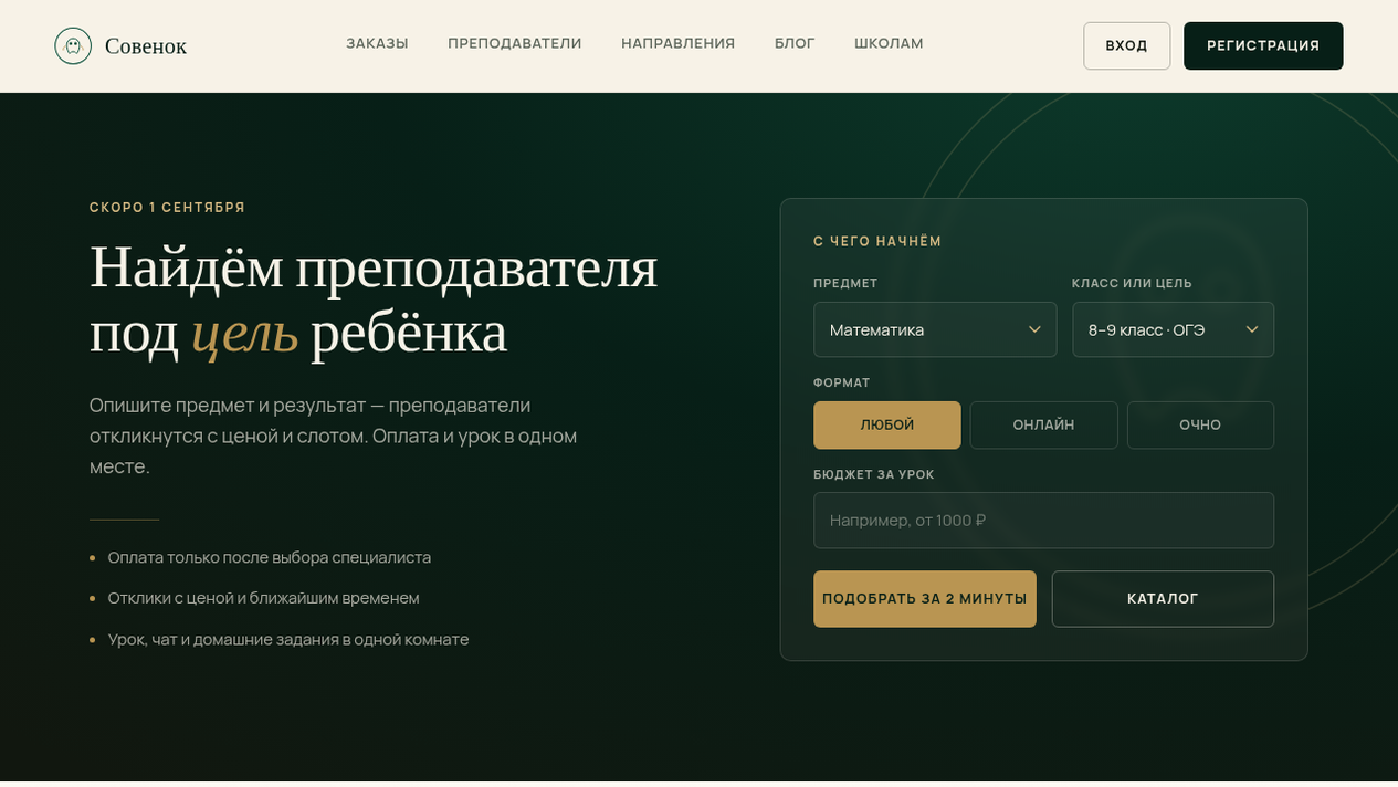 Скриншот проекта Совенок